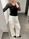 BASERANGE France organic cotton 25 early spring lace stitching long-sleeved T-shirt BAS-TONLS-LA-SU25-BLACK